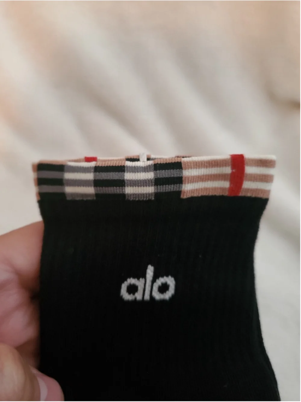 Black and Beige Alo Crew Socks women size 7-9